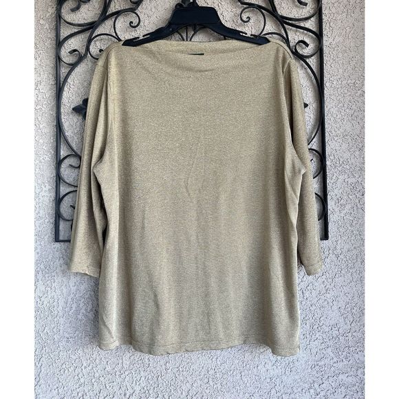 lauren ralph lauren boatneck top 3/4 Sleeves - Size 2X - Gold - Picture 1 of 7